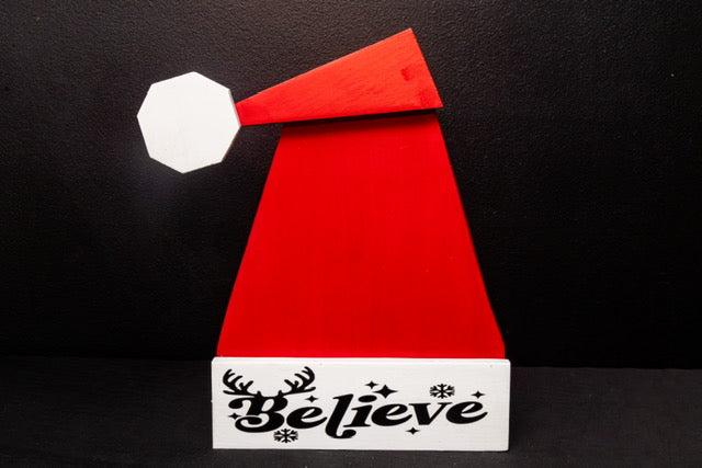 Santa Hat Wooden Decor