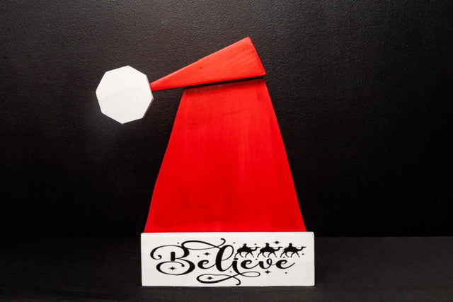 Santa Hat Wooden Decor